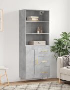 vidaXL Висок шкаф бетонно сив 695x34x180 см инженерно дърво