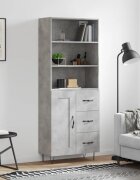 vidaXL Висок шкаф бетонно сив 695x34x180 см инженерно дърво