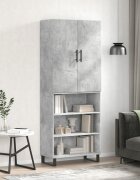vidaXL Висок шкаф бетонно сив 695x34x180 см инженерно дърво