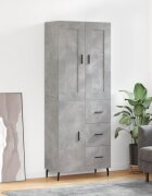 vidaXL Висок шкаф бетонно сив 695x34x180 см инженерно дърво