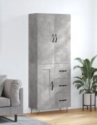 vidaXL Висок шкаф бетонно сив 695x34x180 см инженерно дърво
