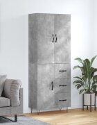 vidaXL Висок шкаф бетонно сив 695x34x180 см инженерно дърво