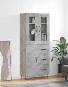 vidaXL Висок шкаф бетонно сив 695x34x180 см инженерно дърво