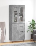 vidaXL Висок шкаф бетонно сив 695x34x180 см инженерно дърво