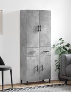 vidaXL Висок шкаф бетонно сив 695x34x180 см инженерно дърво