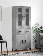 vidaXL Висок шкаф бетонно сив 695x34x180 см инженерно дърво