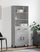 vidaXL Висок шкаф бетонно сив 695x34x180 см инженерно дърво