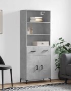 vidaXL Висок шкаф бетонно сив 695x34x180 см инженерно дърво