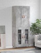 vidaXL Висок шкаф бетонно сив 695x34x180 см инженерно дърво