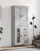 vidaXL Висок шкаф бетонно сив 695x34x180 см инженерно дърво