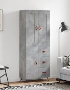 vidaXL Висок шкаф бетонно сив 695x34x180 см инженерно дърво