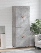 vidaXL Висок шкаф бетонно сив 695x34x180 см инженерно дърво