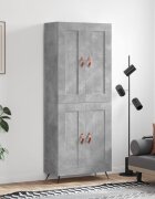 vidaXL Висок шкаф бетонно сив 695x34x180 см инженерно дърво