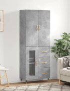 vidaXL Висок шкаф бетонно сив 695x34x180 см инженерно дърво