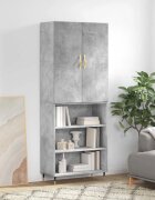 vidaXL Висок шкаф бетонно сив 695x34x180 см инженерно дърво