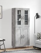 vidaXL Висок шкаф бетонно сив 695x34x180 см инженерно дърво