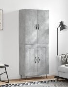 vidaXL Висок шкаф бетонно сив 695x34x180 см инженерно дърво