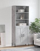 vidaXL Висок шкаф бетонно сив 695x34x180 см инженерно дърво