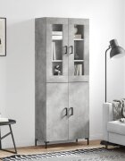 vidaXL Висок шкаф бетонно сив 695x34x180 см инженерно дърво