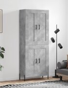 vidaXL Висок шкаф бетонно сив 695x34x180 см инженерно дърво