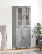 vidaXL Висок шкаф бетонно сив 695x34x180 см инженерно дърво
