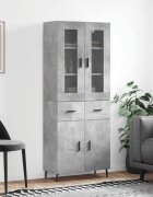 vidaXL Висок шкаф бетонно сив 695x34x180 см инженерно дърво