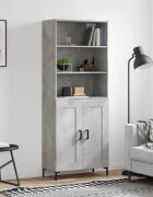 vidaXL Висок шкаф бетонно сив 695x34x180 см инженерно дърво