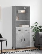 vidaXL Висок шкаф бетонно сив 695x34x180 см инженерно дърво