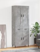 vidaXL Висок шкаф бетонно сив 695x34x180 см инженерно дърво