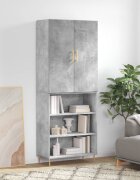 vidaXL Висок шкаф бетонно сив 695x34x180 см инженерно дърво