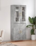 vidaXL Висок шкаф бетонно сив 695x34x180 см инженерно дърво