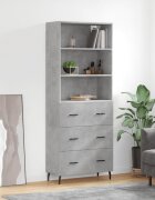 vidaXL Висок шкаф бетонно сив 695x34x180 см инженерно дърво