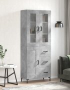 vidaXL Висок шкаф бетонно сив 695x34x180 см инженерно дърво