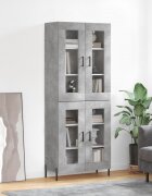 vidaXL Висок шкаф бетонно сив 695x34x180 см инженерно дърво