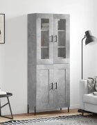 vidaXL Висок шкаф бетонно сив 695x34x180 см инженерно дърво