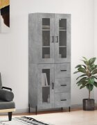 vidaXL Висок шкаф бетонно сив 695x34x180 см инженерно дърво