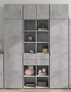 vidaXL Висок шкаф бетонно сив 70x425x185 см инженерно дърво