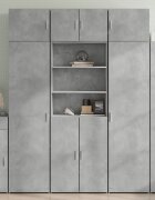 vidaXL Висок шкаф бетонно сив 70x425x185 см инженерно дърво