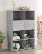 vidaXL Висок шкаф бетонно сив 80x425x124 см инженерно дърво