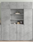 vidaXL Висок шкаф бетонно сив 80x425x185 см инженерно дърво