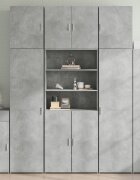 vidaXL Висок шкаф бетонно сив 80x425x249 см инженерно дърво