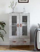 vidaXL Висок шкаф бетонно сиво 695x31x115 см инженерно дърво