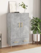vidaXL Висок шкаф бетонно сиво 695x31x115 см инженерно дърво