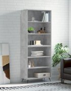 vidaXL Висок шкаф бетонно сиво 695x325x180 см инженерно дърво