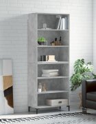 vidaXL Висок шкаф бетонно сиво 695x325x180 см инженерно дърво