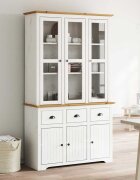 vidaXL Висок шкаф BODO бяло и кафяво 1155x43x2005 см бор масив