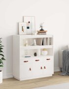 vidaXL Висок шкаф бял 100x40x1085 см борово дърво масив
