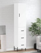 vidaXL Висок шкаф бял 345x34x180 см инженерно дърво