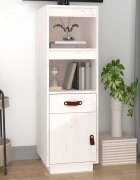 vidaXL Висок шкаф бял 34x40x1085 см борово дърво масив