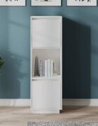 vidaXL Висок шкаф бял 38x35x117 см борово дърво масив